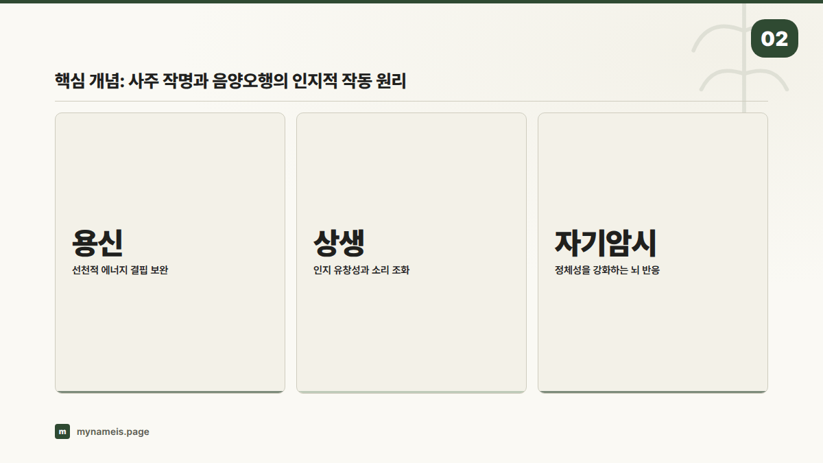 핵심 개념: 사주 작명과 음양오행의 인지적 작동 원리 — 섹션 요약