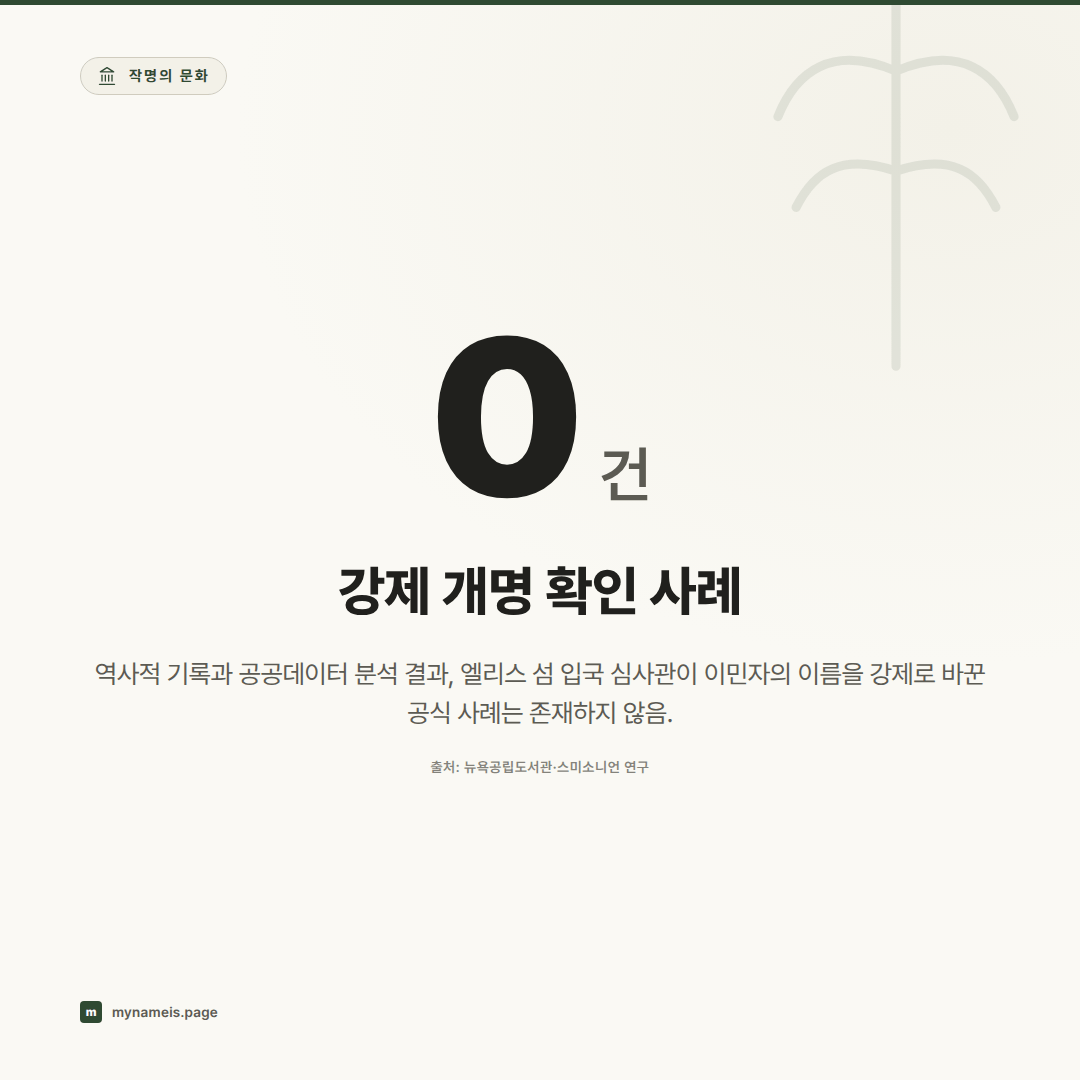 엘리스 섬의 이름 변경 신화: 이민자 개명의 실제 역사와 정체성 심리학 — 핵심 데이터